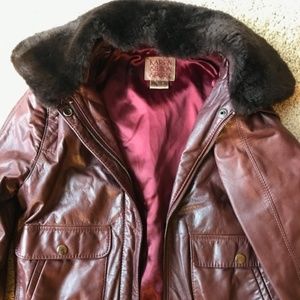 Karen Silton Leather brown Bomber Jacket Size S